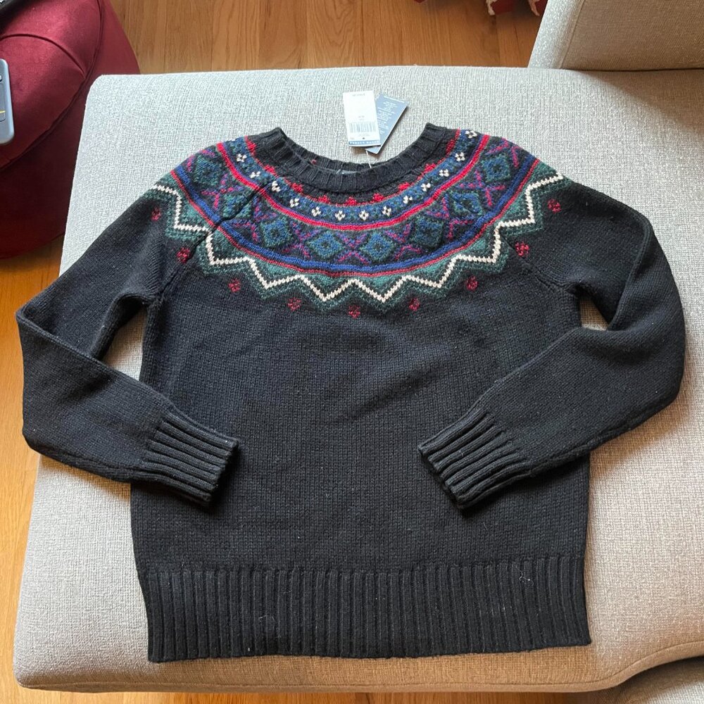 Ralph Lauren Women’s Fair Isle Wool Blend Sweater Black Multi Size S - Picture 3 of 7